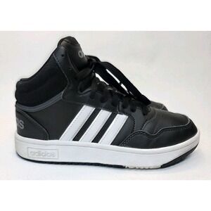 Kids Size 4 Adidas Hoops Mid 3.0 Core Black/White Sneakers Shoes GW0402